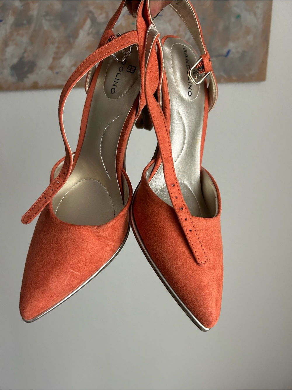 Bandolino Orange Suede Pointed-Toe Pumps